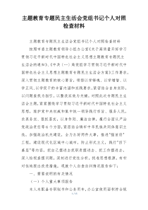 主题教育专题民主生活会党组书记个人对照检查材料