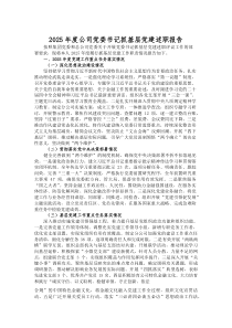 2026年度公司党委书记抓基层党建述职报告