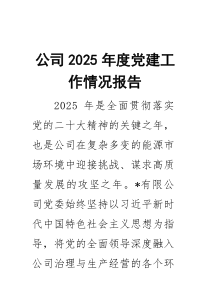 公司2026年度党建工作情况报告