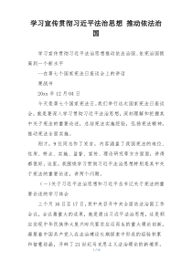 学习宣传贯彻习近平法治思想 推动依法治国