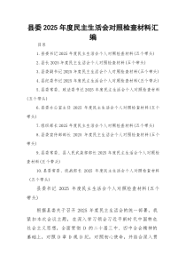 县委2026年度民Z生活会对照检查材料汇编（五个带头）（10个常委）