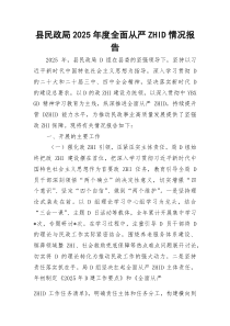 县民政局2026年度全面从严治D情况报告