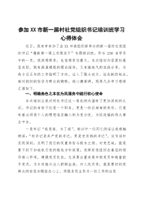 参加市新一届村社党组织书记培训班学习心得体会