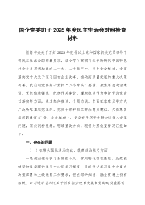 国企党委班子2026年度民主生活会对照检查材料