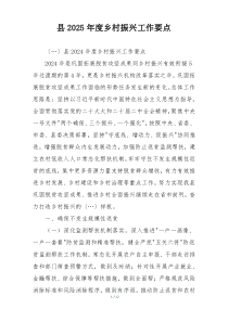 县2025年度乡村振兴工作要点