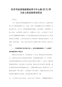 在市司法局党组理论学习中心组(扩大)学习会上的总结讲话发言