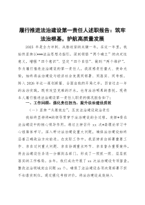 履行推进法治建设第一责任人述职报告：筑牢法治根基，护航高质量发展