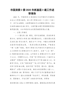 市国资委D委2026年抓基层D建工作述职报告