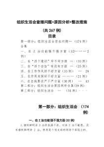 组织生活会查摆问题、原因分析、整改措施合集（267例）