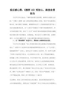 观后感心得：《榜样10》明初心，践使命勇担当