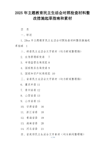 2025年主题教育民主生活会对照检查材料整改措施起草指南和素材
