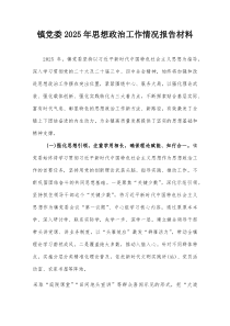 镇党委2026年思想政治工作情况报告材料