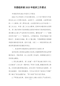 市委组织部2025年组织工作要点
