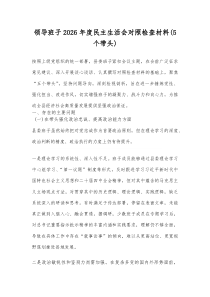领导班子2026年度民主生活会对照检查材料（5个带头）