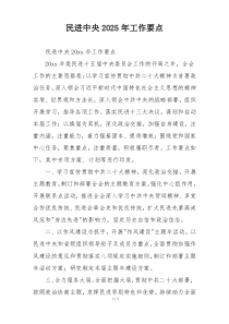 民进中央2025年工作要点