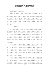 某能源国企人才发展规划