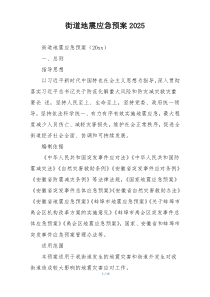 街道地震应急预案2025