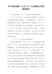 关于切实加强“小火亡人”火灾防范工作的指导意见