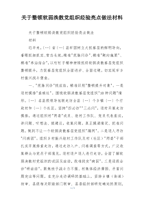 关于整顿软弱涣散党组织经验亮点做法材料