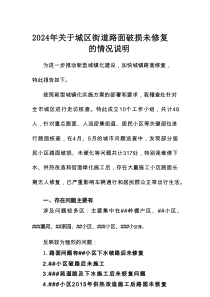2026年关于城区街道路面破损未修复的情况说明