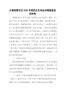 乡镇党委书记2026年度民主生活会对照检查发言材料（五个带头 会前学习收获）