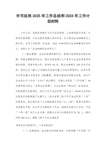 市司法局2026年工作总结和2026年工作计划材料