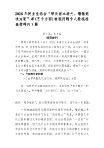 2026年民主生活会“带头固本培元、增强党性方面”等（五个方面）检视问题个人检视检查材料共7篇