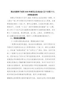 3篇 国企党委班子成员2026年度民主生活会会（五个方面）个人对照检查材料_通用参考