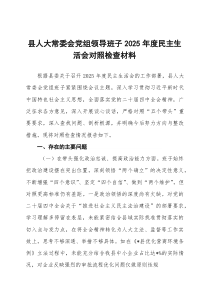 县人大常委会党组领导班子2025年度民主生活会对照检查材料