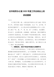 在市政府办公室2025年度工作总结会上的讲话提纲