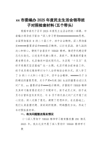 市委编办2025年度M主生活会领导班子对照检查材料（五个带头）