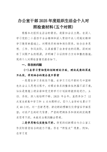 办公室干部2026年度组织生活会个人对照检查材料(五个对照)