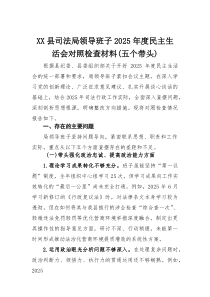 县司法局领导班子2026年度民主生活会对照检查材料（五个带头）