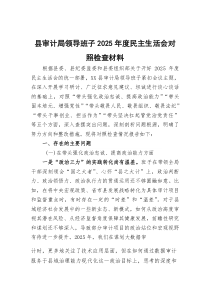 县审计局领导班子2026年度民主生活会对照检查材料
