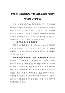 参加区纪检监察干部综合业务能力提升培训班心得体会