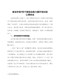 参加年轻党员干部政治能力提升培训班心得体会