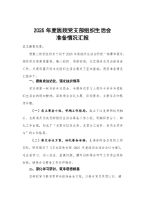 2026年度医院党支部组织生活会准备情况汇报