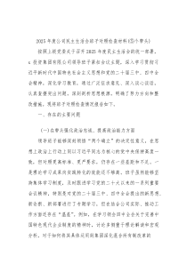 2026年度国企民主生活会班子对照检查