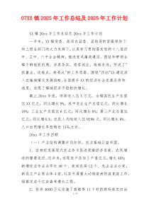 07XX镇2026年工作总结及2026年工作计划