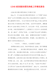 12345政务服务便民热线工作情况报告
