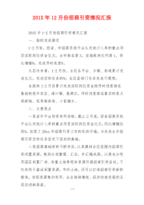 201X年12月份招商引资情况汇报