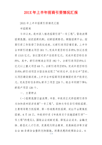 201X年上半年招商引资情况汇报