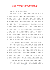 2026 年交通行政执法工作总结