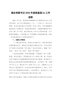 国企党委书记2026年度抓基层党建工作述职