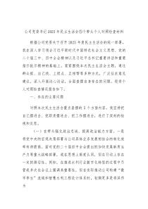 国企党委书记2026年民主生活会对照检查材料