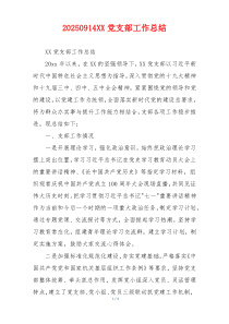 20260914XX党支部工作总结