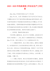 2026—2026年民政系统三年安全生产工作汇报