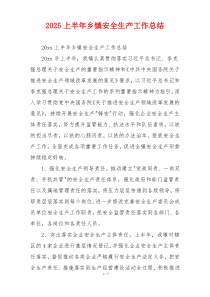 2026上半年乡镇安全生产工作总结