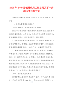 2026年1－9月镇财政局工作总结及下一步2026年工作计划