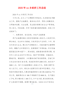 2026年xx乡政府工作总结